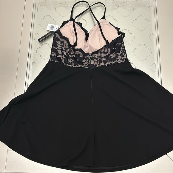 MY MICHELLE Two Tone Lace Skater Dress Juniors size 15 Women’s XL Black Nude - Picture 6 of 13